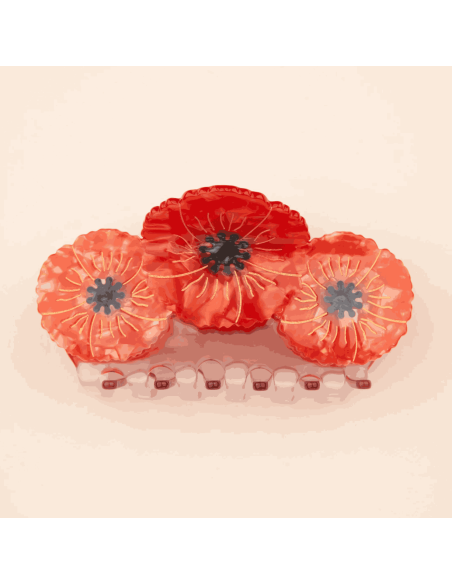 Grande pince à cheveux 3 coquelicots - Coucou Suzette