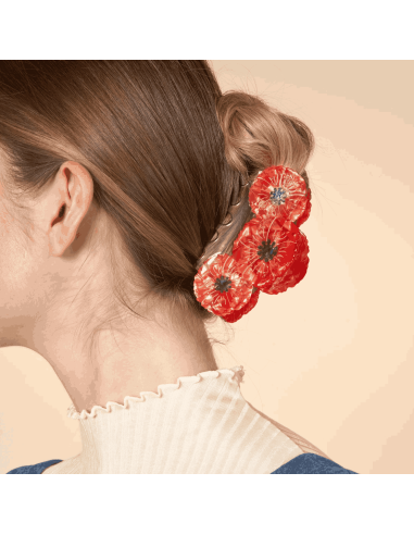 Grande pince à cheveux 3 coquelicots - Coucou...
