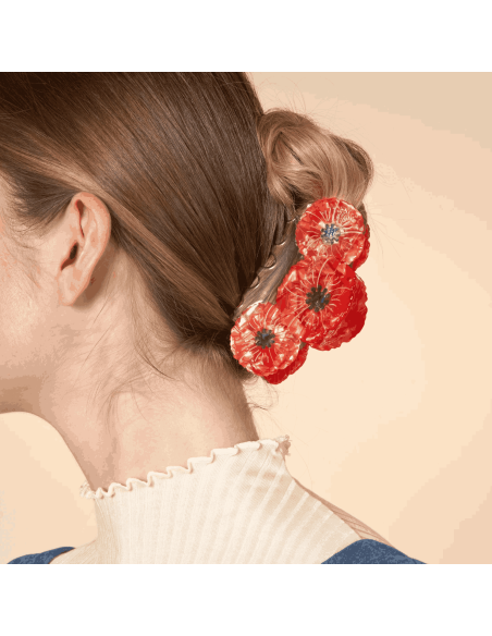 Grande pince à cheveux 3 coquelicots - Coucou Suzette