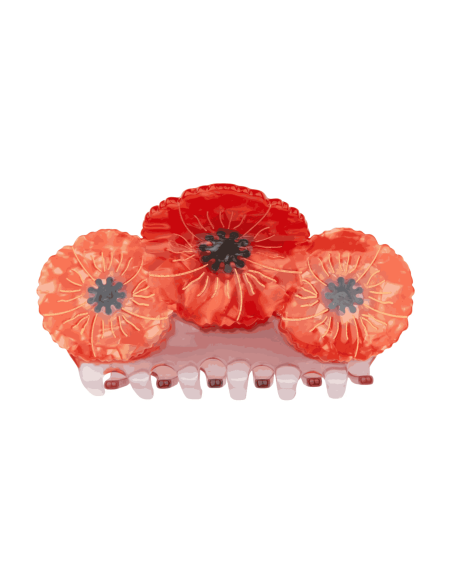 Grande pince à cheveux 3 coquelicots - Coucou Suzette