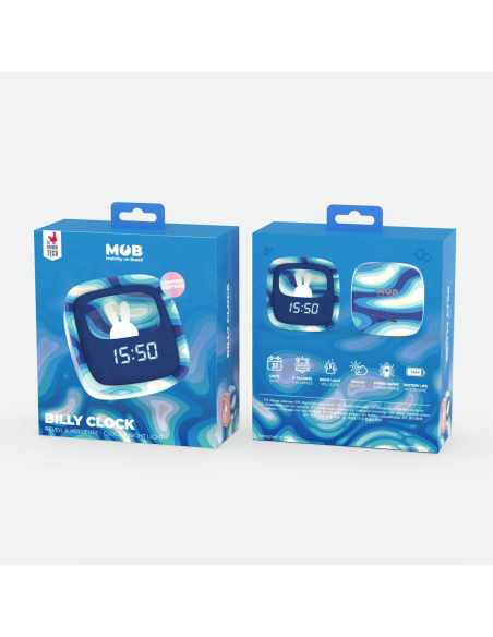 Réveil veilleuse Billy Clock Blue Waves - Mobility on Board