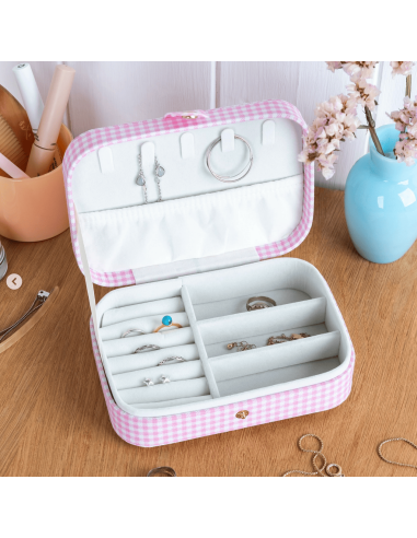 Boîte à bijoux vichy rose cerise - Rex London