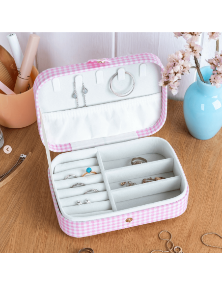 Boîte à bijoux vichy rose cerise - Rex London