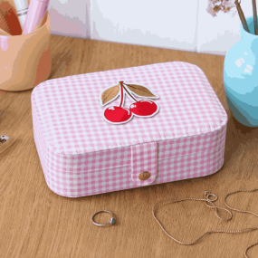 Boîte à bijoux vichy rose cerise - Rex London
