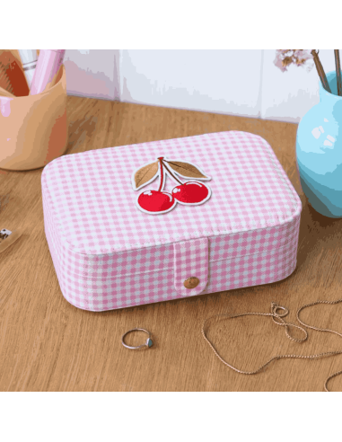 Boîte à bijoux vichy rose cerise - Rex London