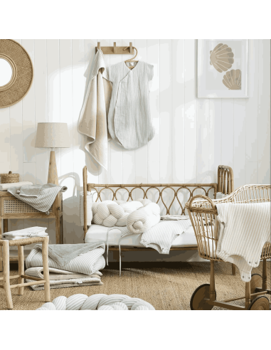 Cape de bain et gant rayé Soft Stripes