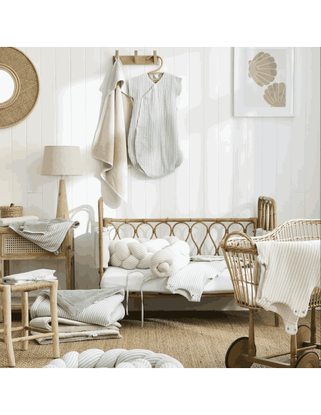 Cape de bain et gant rayé Soft Stripes