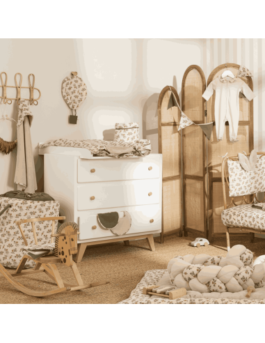 Cape de bain et gant à fleurs