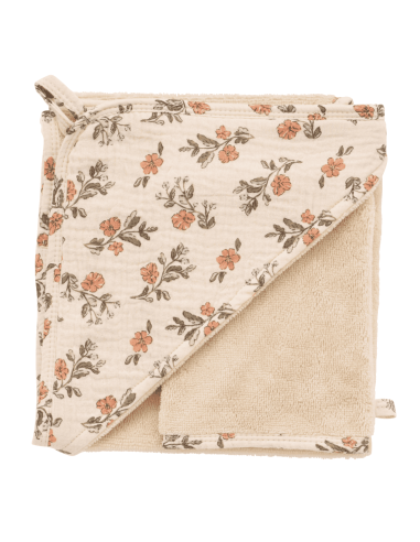 Cape de bain et gant à fleurs