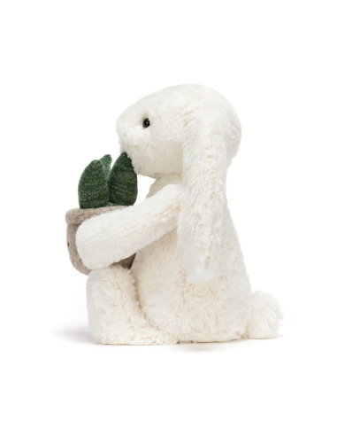Peluche Lapin blanc avec plante (M) - Jellycat