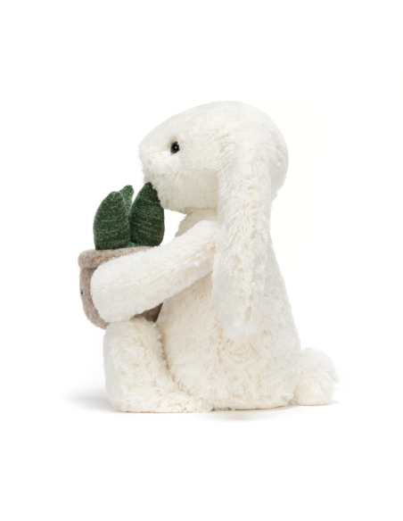 Peluche Lapin blanc avec plante (M) - Jellycat