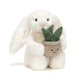 Peluche Lapin blanc avec plante (M) - Jellycat