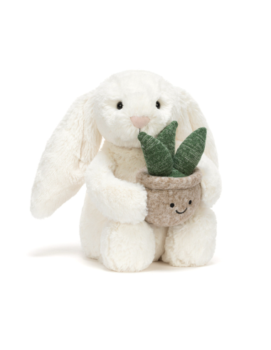 Peluche Lapin blanc avec plante (M) - Jellycat