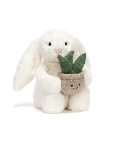 Peluche Lapin blanc avec plante (M) - Jellycat