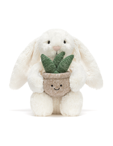 Peluche Lapin blanc avec plante (M) - Jellycat