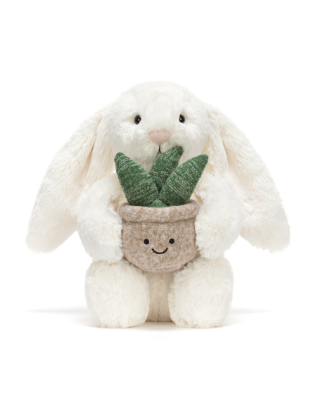 Peluche Lapin blanc avec plante (M) - Jellycat