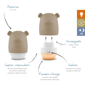 Veilleuse compacte nomade Benny beige - Zazu 2