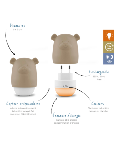 Veilleuse compacte nomade Benny beige - Zazu