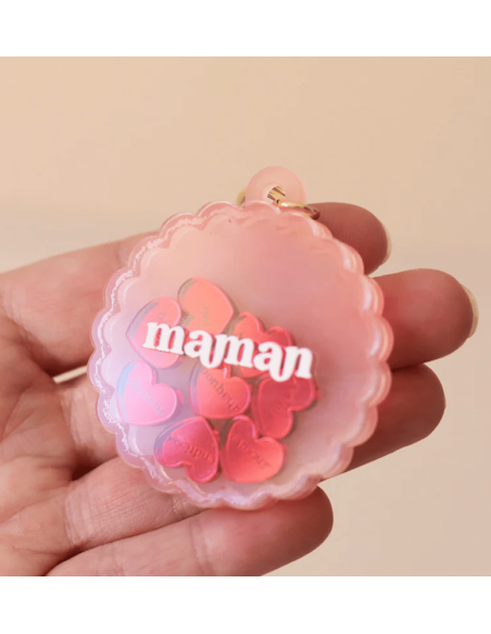 Porte-clés Shaker coeur Maman - Les Mignonneries