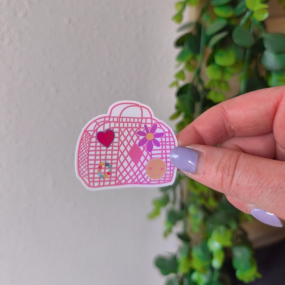 Autocollant holographique panier rétro 2
