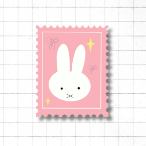 Autocollant holographique timbre lapin