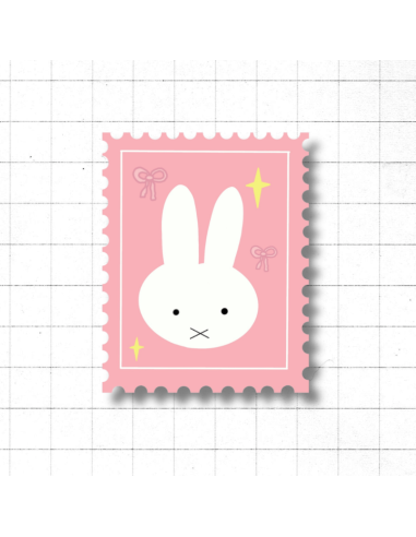 Autocollant holographique timbre lapin