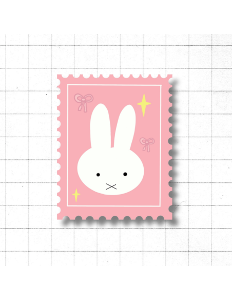 Autocollant holographique timbre lapin