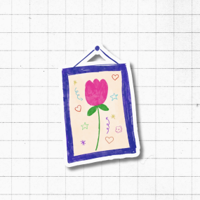 Autocollant holographique cadre tulipe