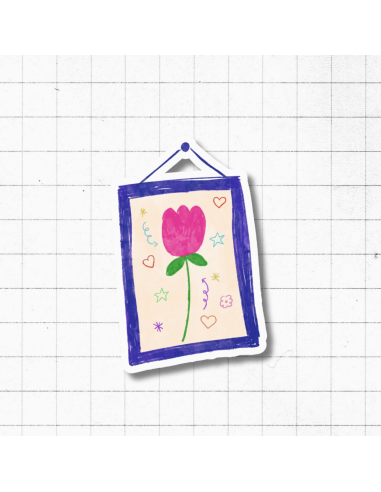 Autocollant holographique cadre tulipe