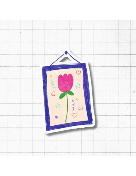 Autocollant holographique cadre tulipe