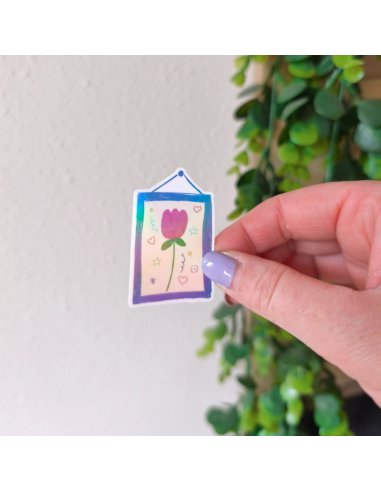 Autocollant holographique cadre tulipe