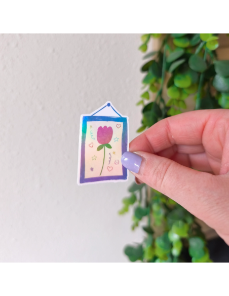 Autocollant holographique cadre tulipe