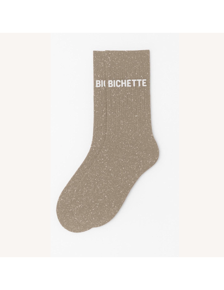 Chaussettes à paillettes Bichette (beige)