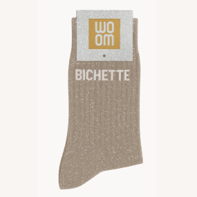 Chaussettes à paillettes Bichette (beige)