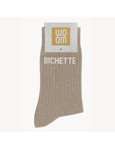 Chaussettes à paillettes Bichette (beige)