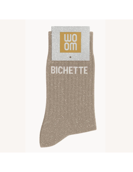 Chaussettes à paillettes Bichette (beige)