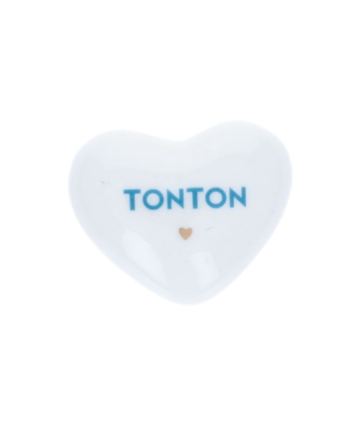 Coeur en céramique "Tonton" bleu