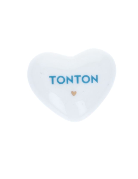 Coeur en céramique "Tonton" bleu
