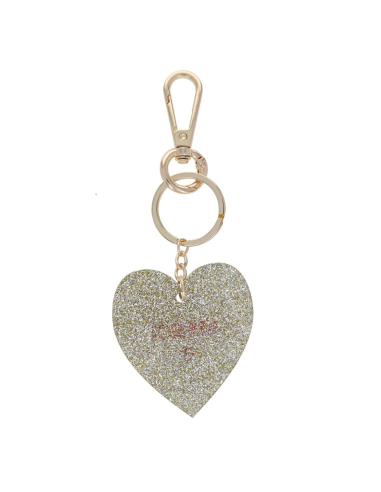 Porte-clé en résine coeur à paillettes Merci