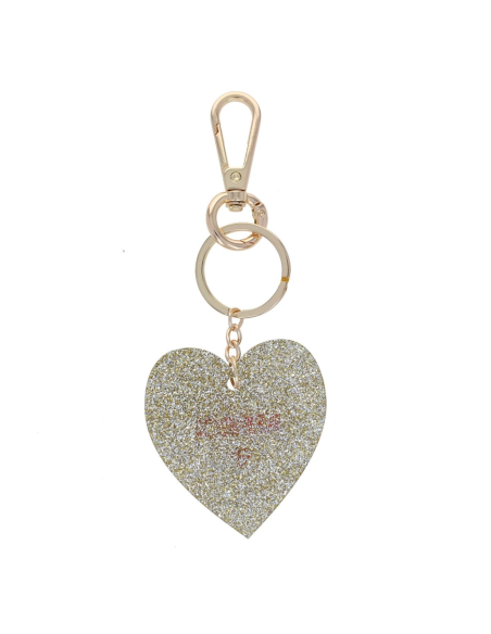Porte-clé en résine coeur à paillettes Merci