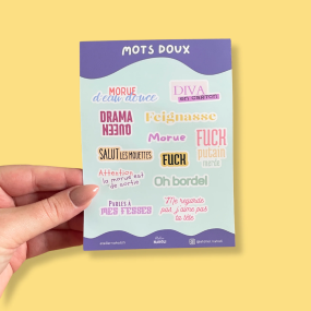 Planche de 12 autocollants "Mots doux"