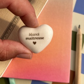Coeur en céramique "Merci Maitresse"