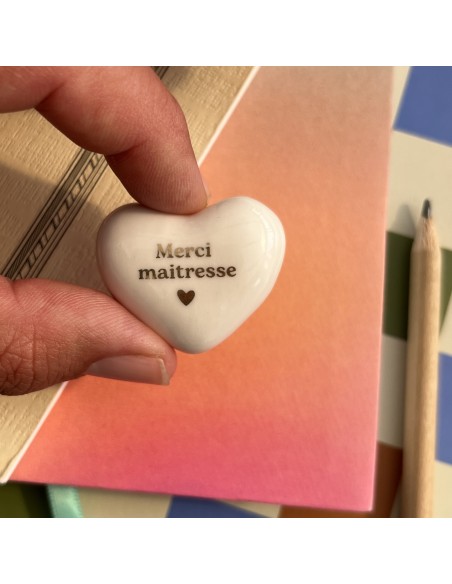 Coeur en céramique "Merci Maitresse"