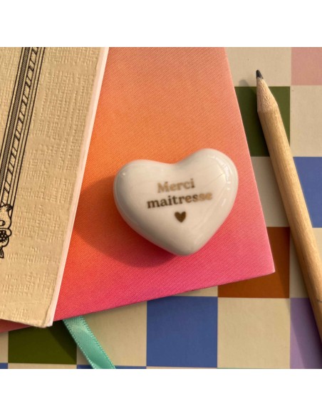 Coeur en céramique "Merci Maitresse"