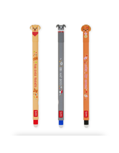 Set de 3 stylos à encre effaçable Chiens - Legami