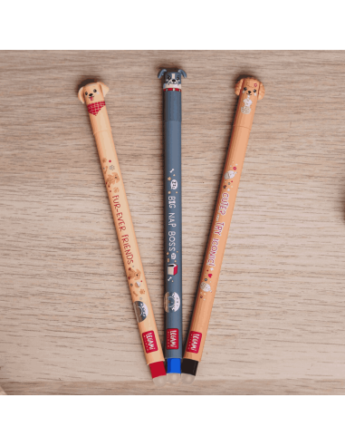 Set de 3 stylos à encre effaçable Chiens - Legami