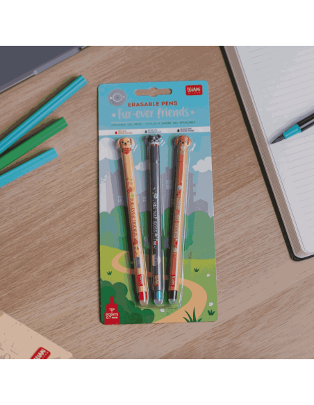 Set de 3 stylos à encre effaçable Chiens - Legami