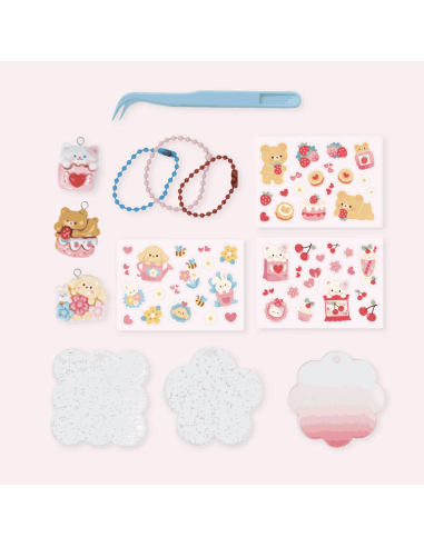 Kit bricolage avec stickers bijou de sac Kawai - Tiger Tribe