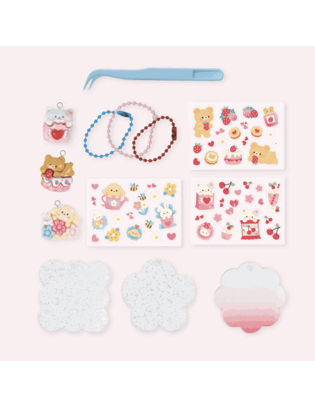 Kit bricolage avec stickers bijou de sac Kawai - Tiger Tribe