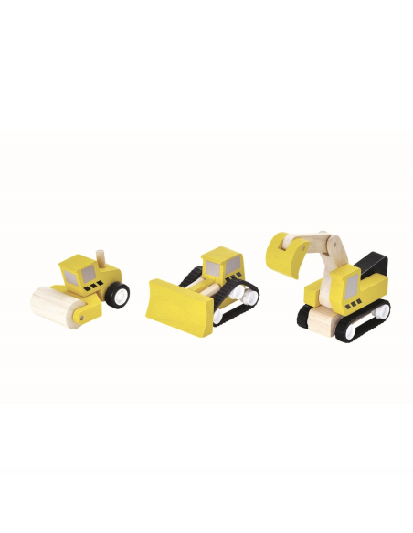Set de 3 véhicules de chantier en bois - Plan Toys